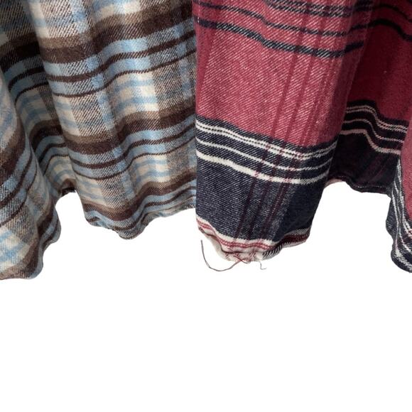 Free People Penny Plaid Mini Shirtdress Embellished Red Blue Beaded size Medium - Picture 12 of 15